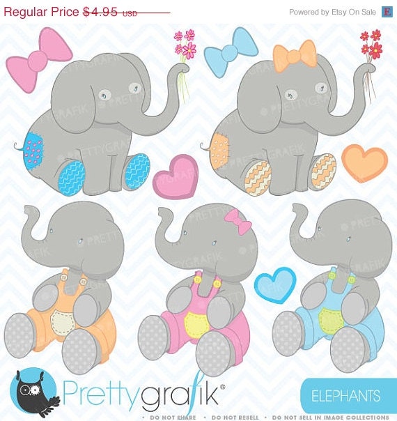 80% OFF SALE Elephant clipart commercial use, vector graphics, digital clip art, digital images - CL396 Il_570xn