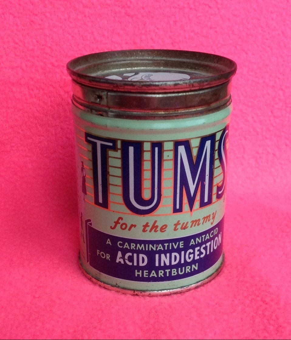 Vintage Tums Tin 12 pack Container with Lid by Smallthingsforyou