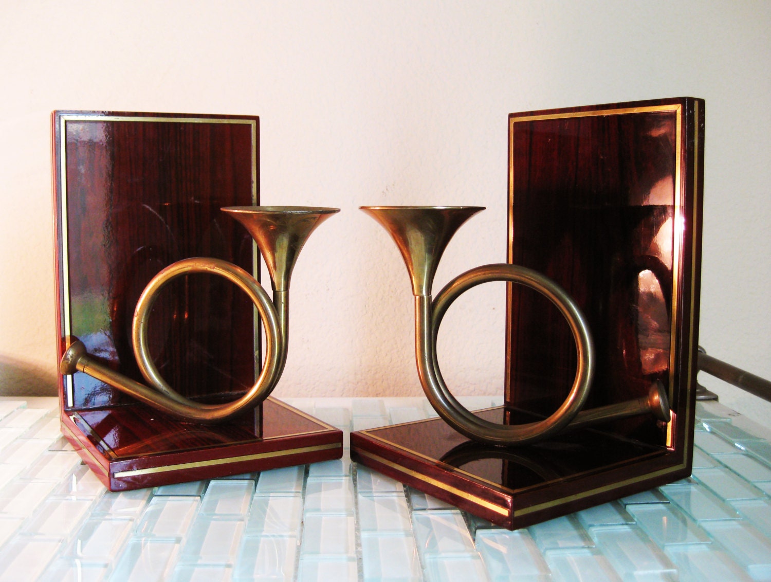 Fox Hunting Bookends Horn Trumpet