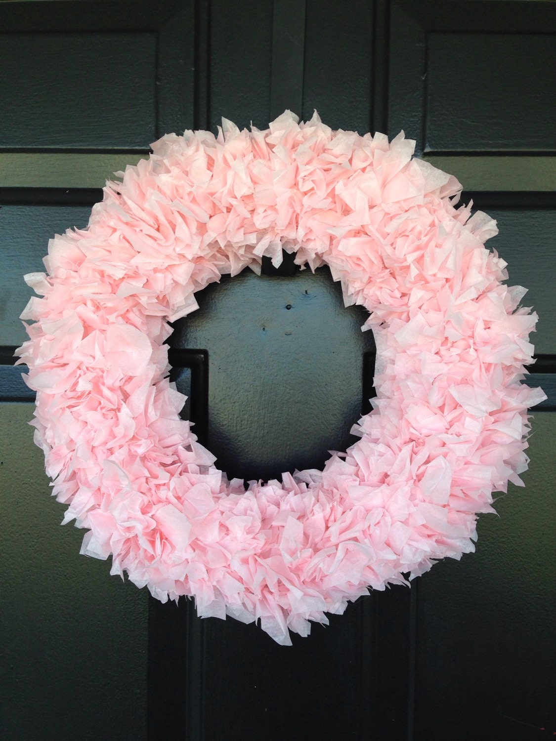 Pink tissue paper wreath