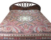 Beautiful Floral Designer Throw Indian Bedding Reversible Pashmina Bedspread Jamavar Bed Cover