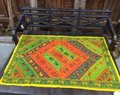 Indian Vintage Tapestry Green Boho Ethnic Decorative Home Decor Wall Hanging-60"x40"