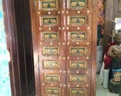 Antique Cabinet Shabby Chic Storage Armoire Indian Brass Elephant India Furniture