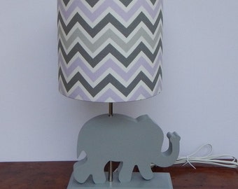 Small Lilac/Grey/White Chevron Drum Lamp Shade - Nursery Lamp Shade
