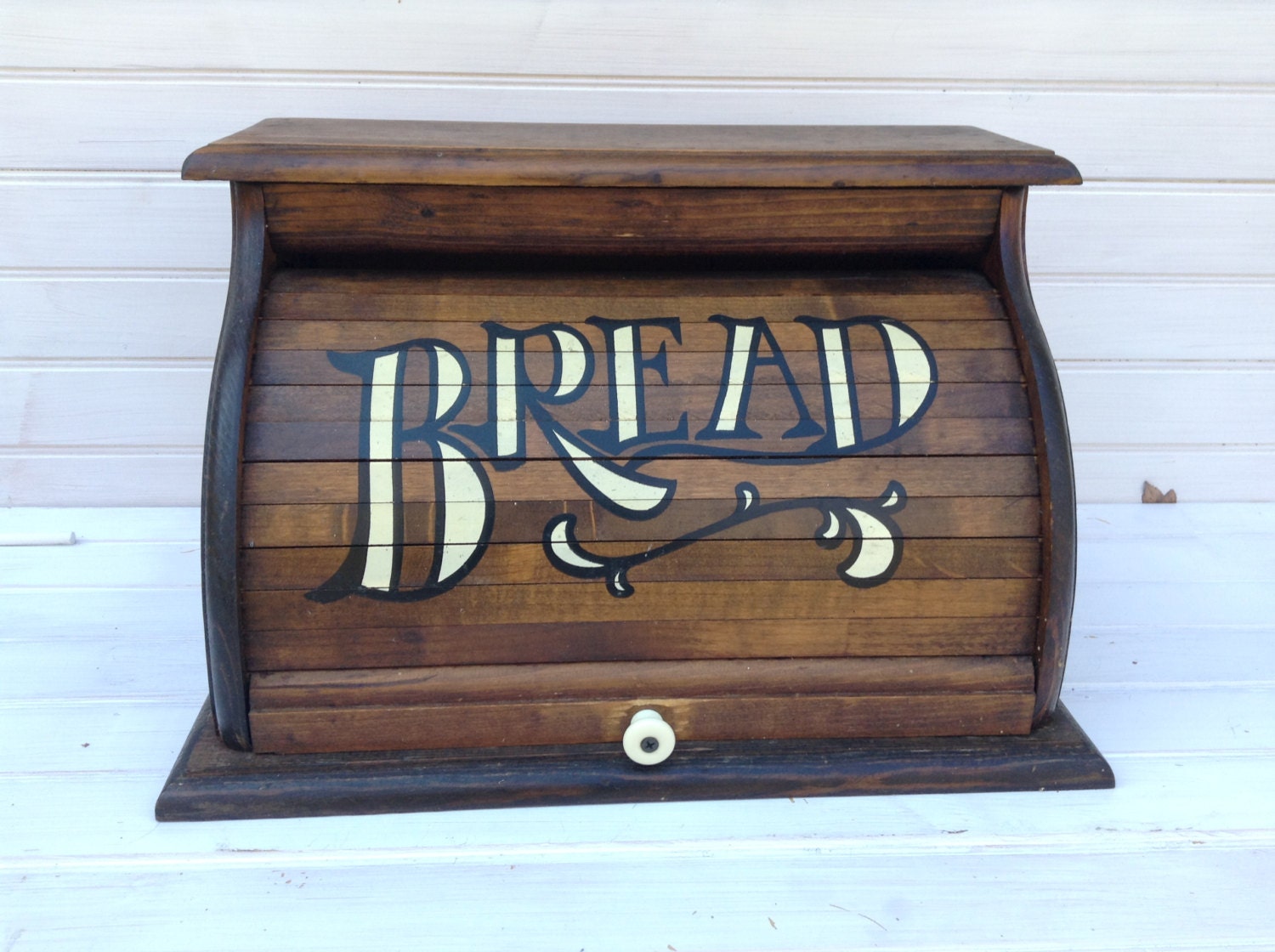 Upcycled Bread Box / phone charging station / Black & Wood