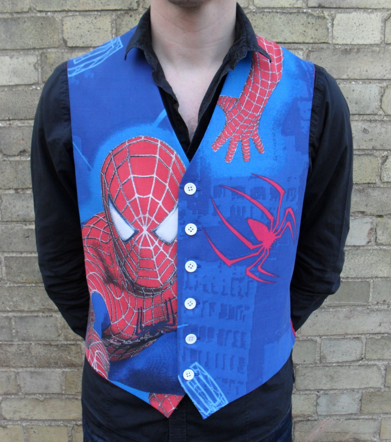 spiderman with blue vest