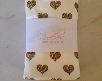 Gold Glitter Hearts - Organic Swaddling Blanket - modern baby blanket
