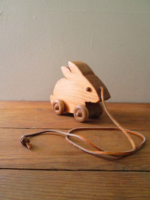 Vintage Wooden Rabbit Pull Toy by SpindriftVintage on Etsy