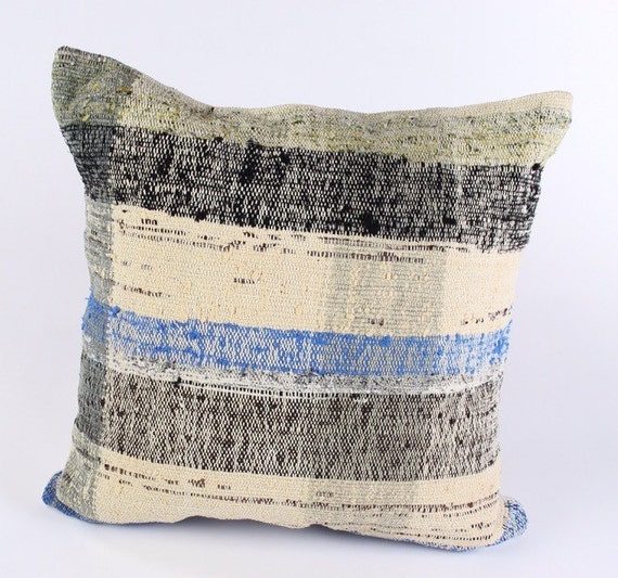 Items similar to Hand Woven Rag Rug Pillow 24"x24" on Etsy