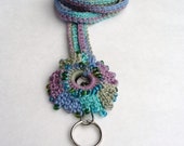 Beaded Flower Lanyard ID Badge Holder Handmade Accessories Office Multicolored