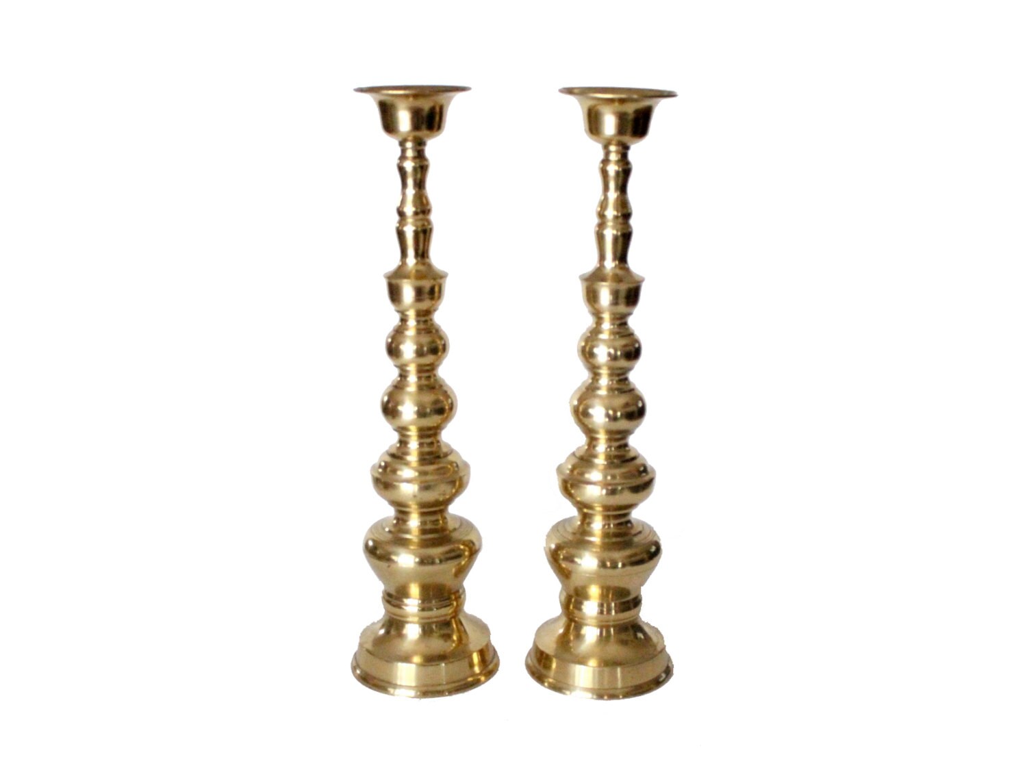 Vintage Large Brass Tall Candle Holders Candlesticks by pickedhome