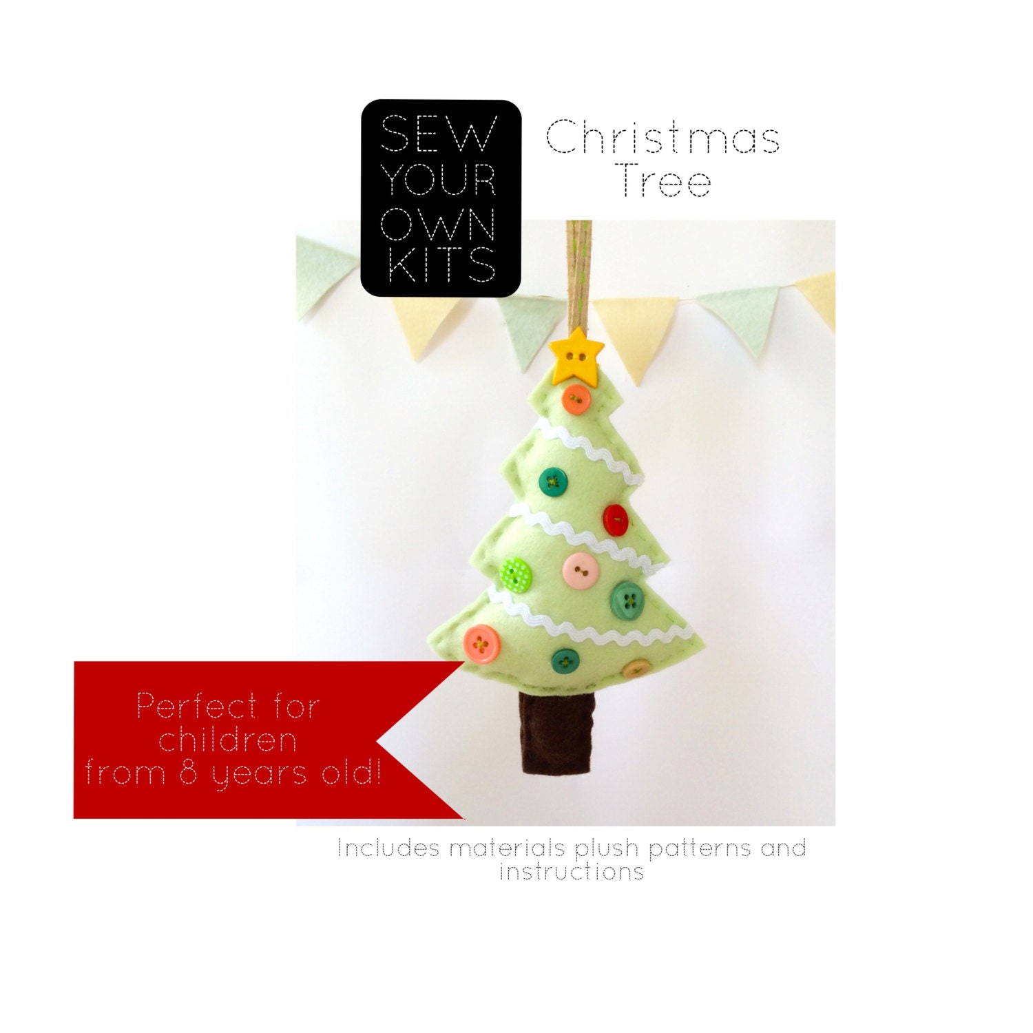 Sew you own kit - Diy kit - Christman tree ornament - felt christmas ornament - tree decoration - handmade ornament - unique Christmas gift