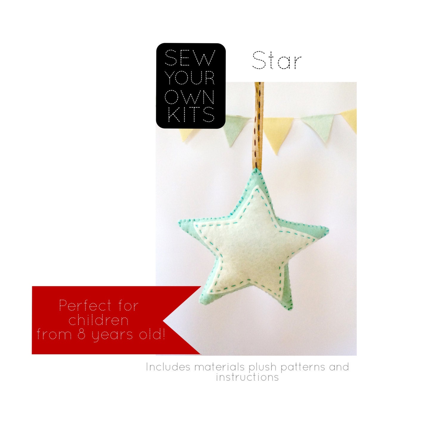 Sew you own kit - Diy kit - star ornament - felt christmas ornament - tree decoration - handmade ornament - unique Christmas gift