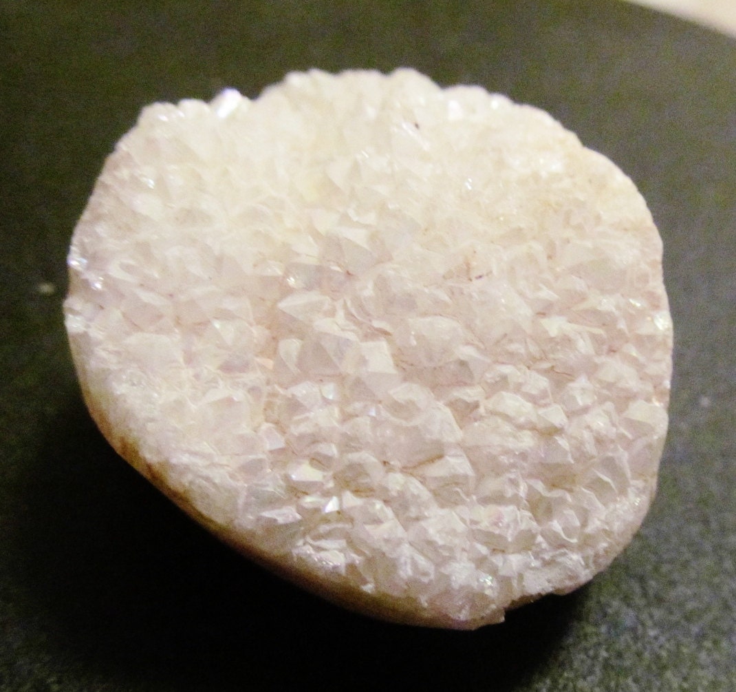 White Druzy Crystal Agate Pendant Bead 34x44mm 2221 by CanterBeads