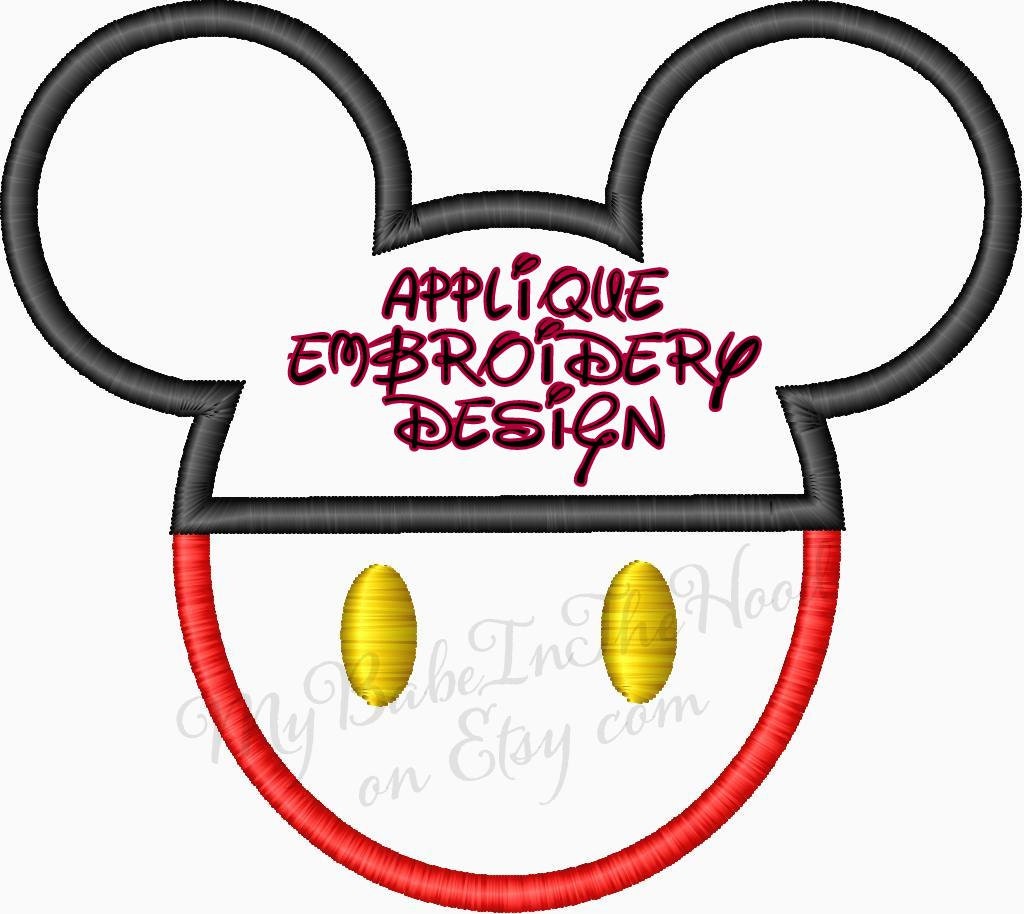 Mickey Mouse Embroidery Applique design inspired by Disney