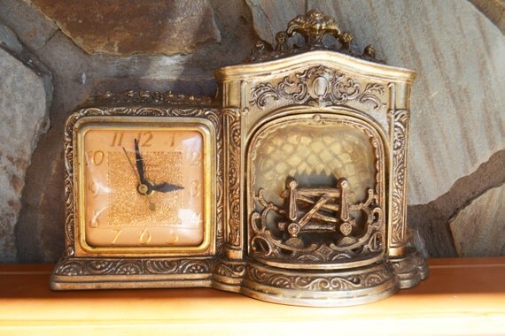 Vintage Mantel Clock Electric Tabletop Brass Clock