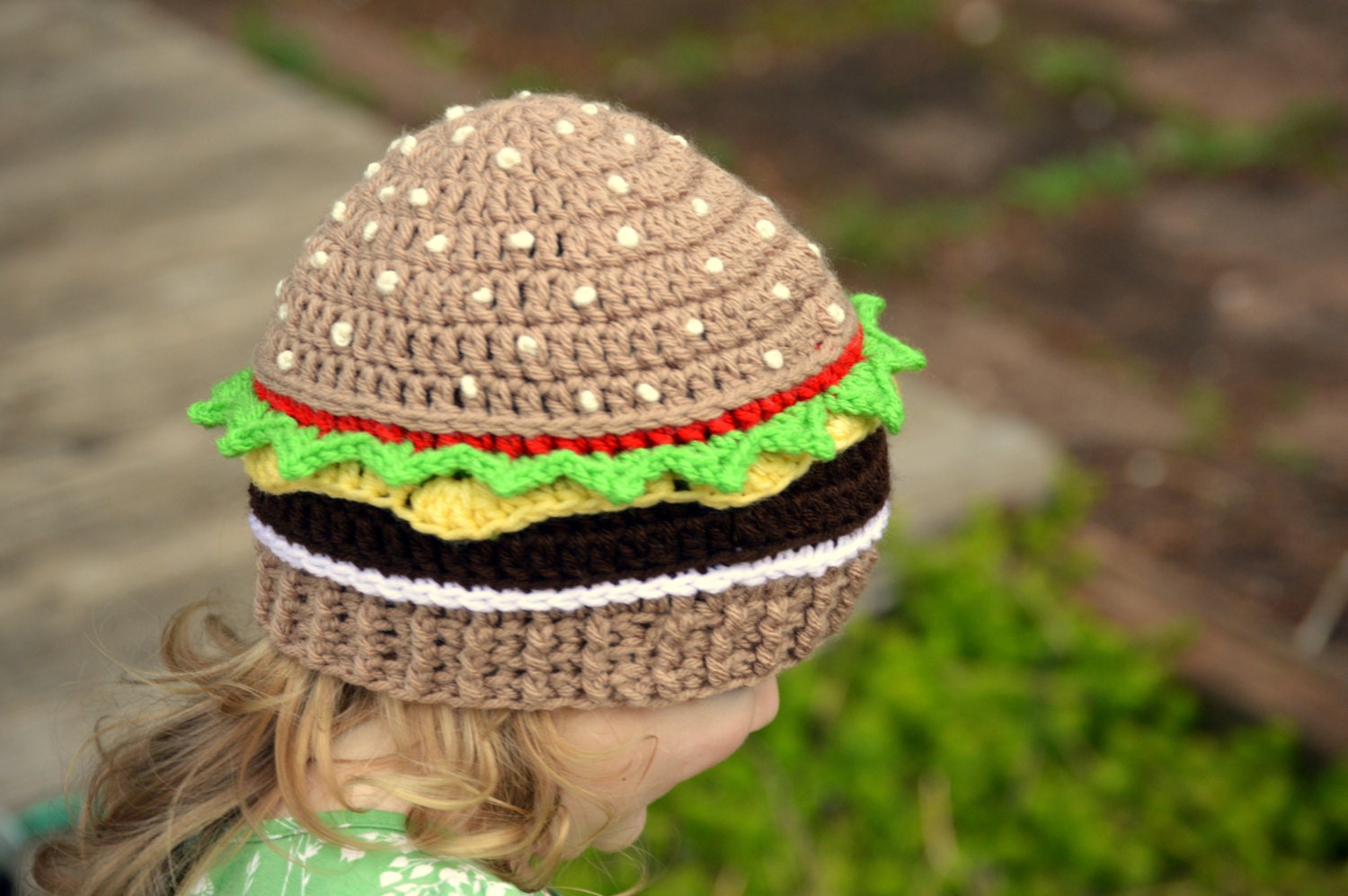 Cheeseburger Beanie Crochet Food Hat Knit Hamburger Hat