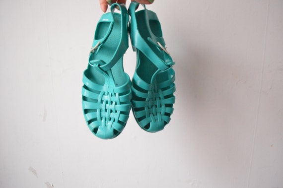 mint green jelly sandals