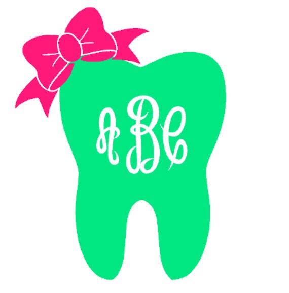 Download Items similar to Monogram Tooth Decal with Bow on Etsy