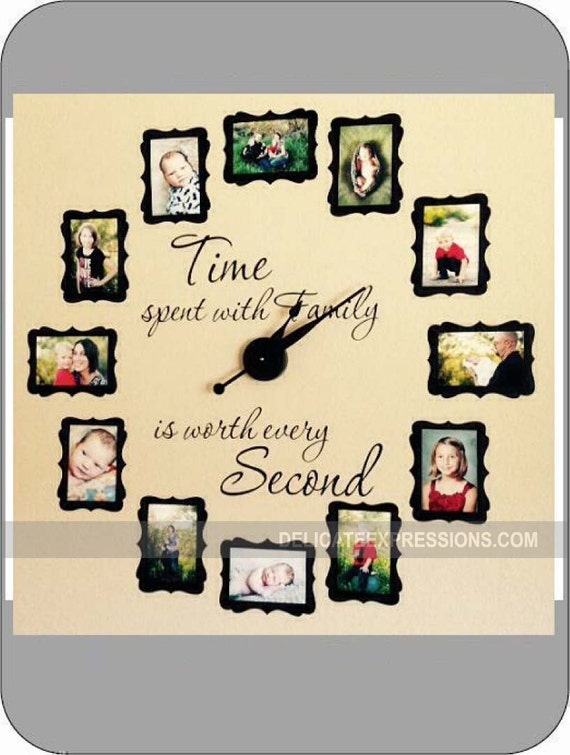 Large FAMILY PHOTO Wall Clock Vinyl Decal and Mechanism Kit by