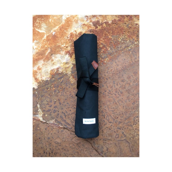 Canvas Knife Roll Handmade Black by MyGirlTuesday on Etsy