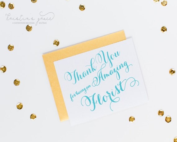 florist wedding vendor thank you cardgraceserendipityshop