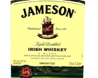 Items similar to Jameson Irish whiskey wooden barrel face art print ...