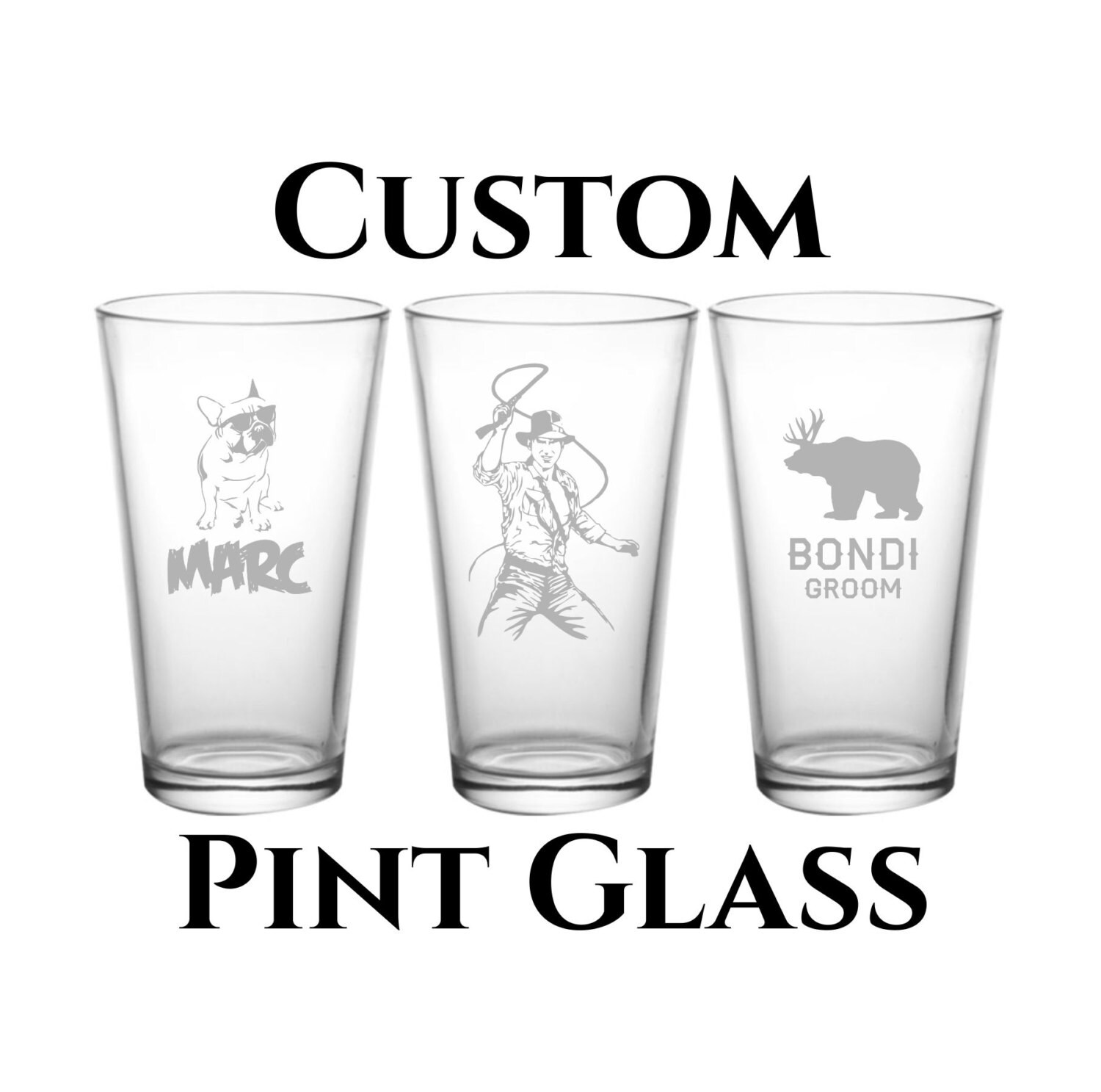 Custom Engraved Pint Glass 16oz Beer Pint Pub Glass