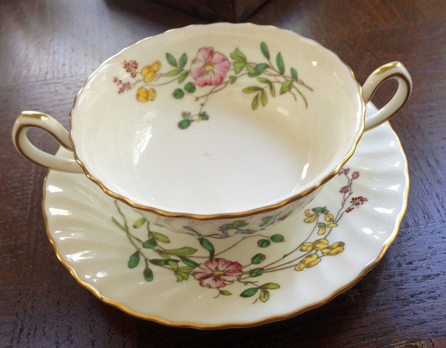 REDUCED Vintage Minton English Bone China Handled Soup Cup