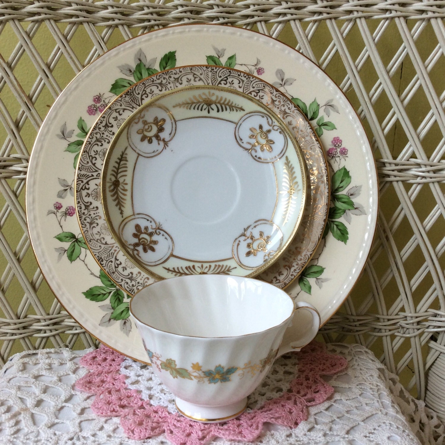 Mismatched Dishes Vintage Dinnerware Antique by FancifulTableware