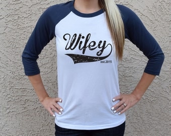 Wifey Est 2017 Shirt . Wifey Shirt . Wifey 3/4 Baseball Tshirt Wife Shirt Groom Shirt Womans Baseball Tshirt Wife To Be Gift Honeymoon Shirt