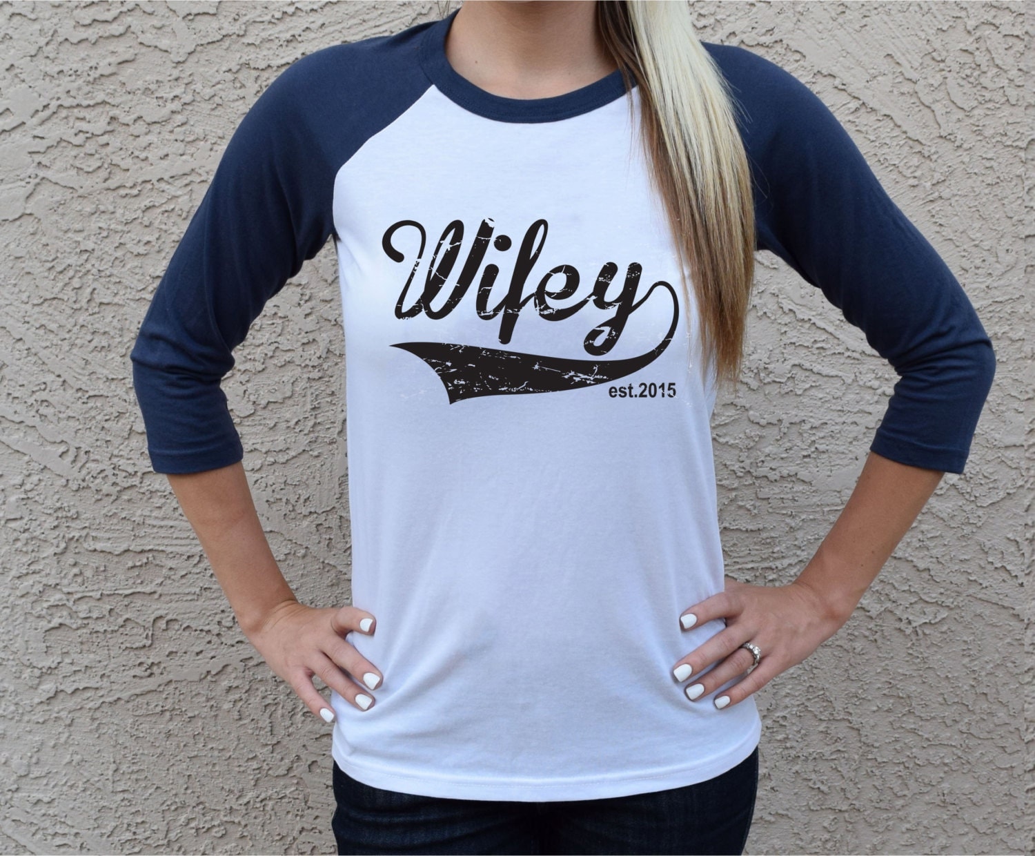 Wifey Est 2017 Shirt . Wifey Shirt . Wifey 3/4 Baseball Tshirt