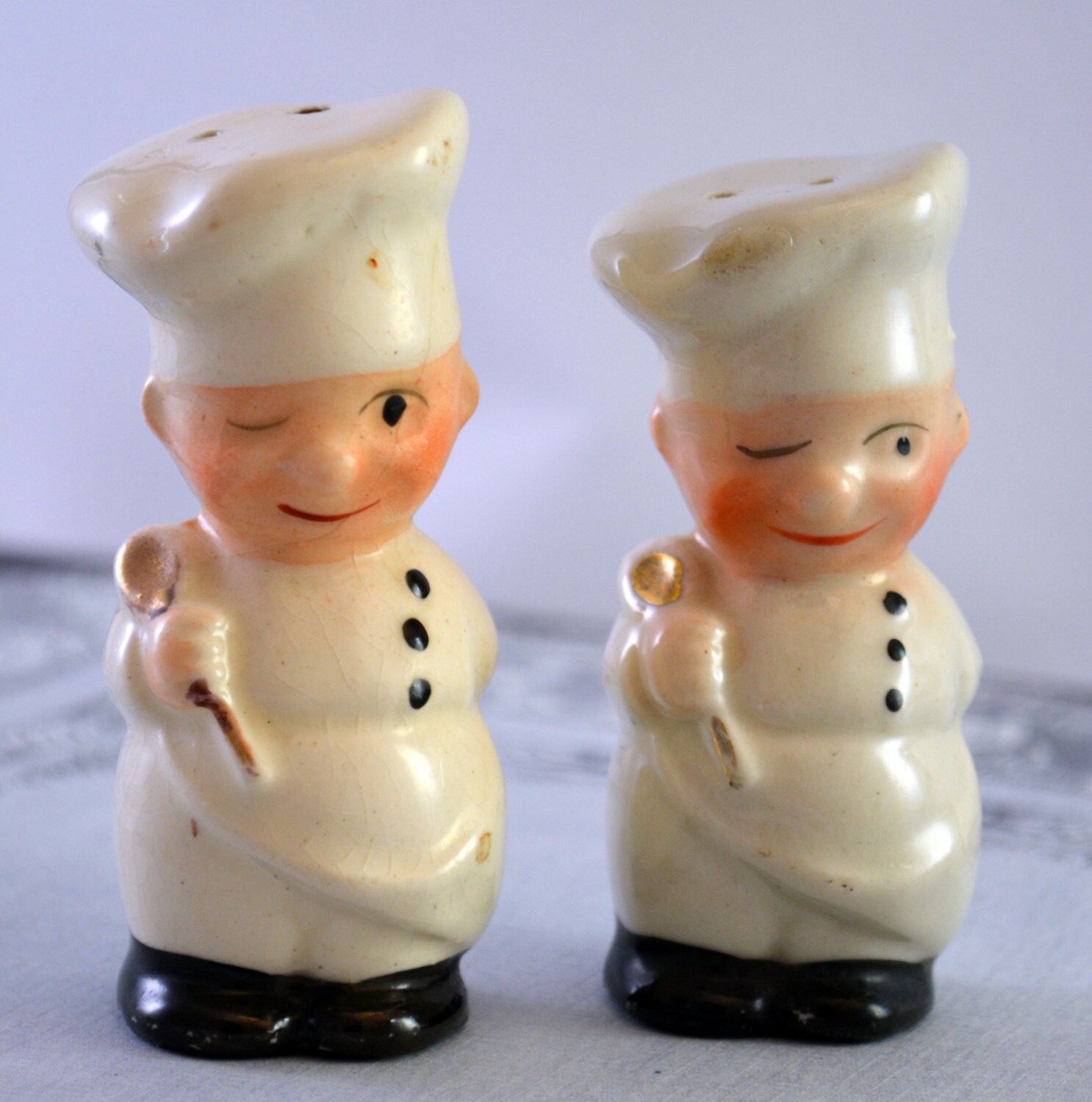 Vintage Ceramic Chefs salt and pepper shakersapprox. 2 1/2