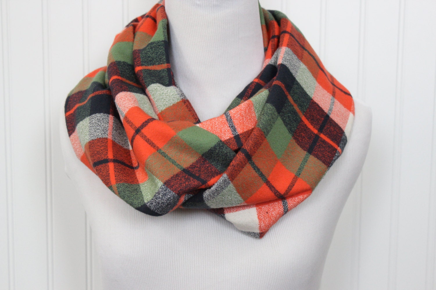 Fall Plaid Scarf Plaid Flannel Scarf Pumpkin by Prettyloulou