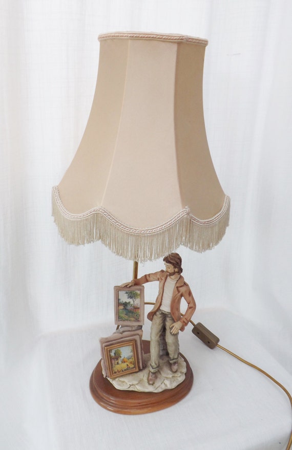 Vintage Bisque Porcelain Figurine Lamp 'The Artist man' by GreenVi