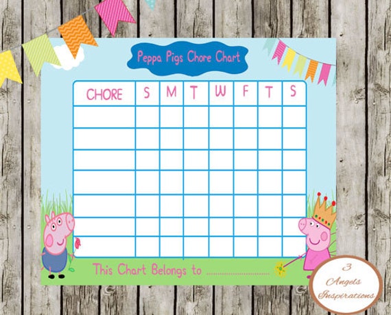 Peppa Pig Chore Chart Print your own chart. by 3AngelsInspirations