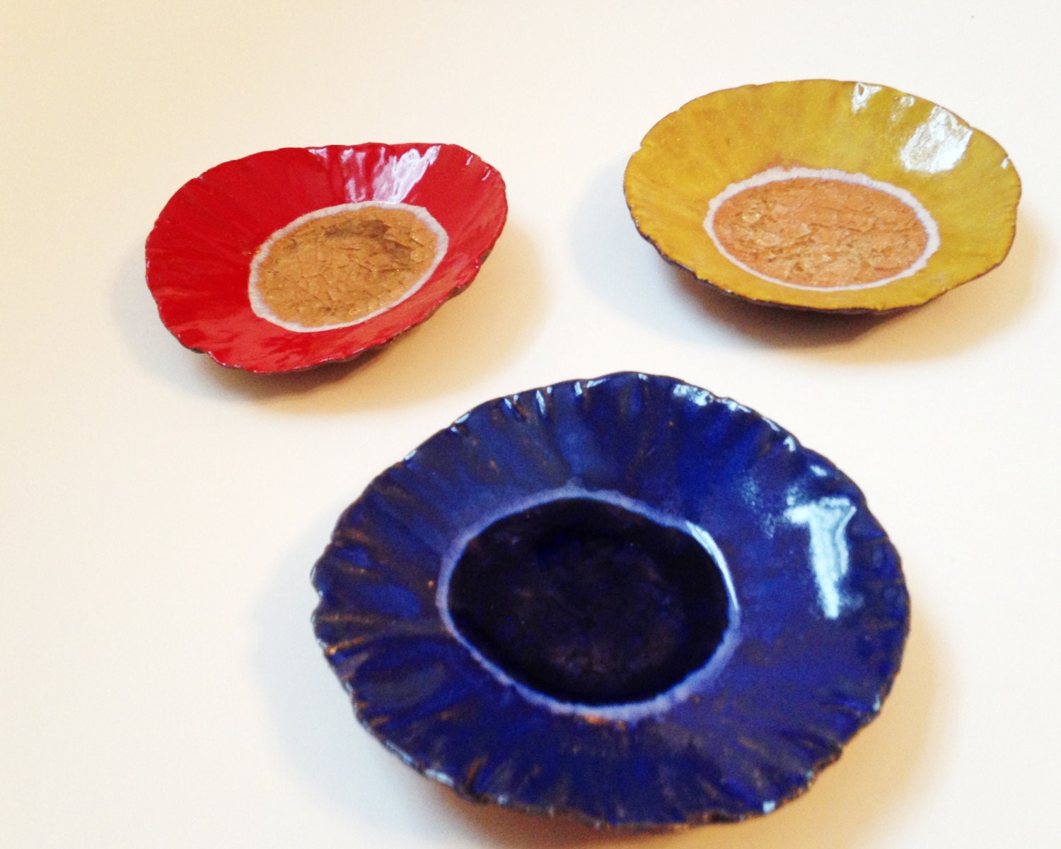 Primary Colors Blue Round Pottery Wall Art Decor by redbarnpottery