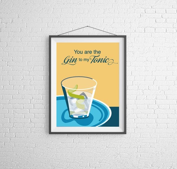 Download Cocktail Art Gin and Tonic Wall Art Illustration
