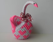 3d Origami paper swan- pink- heart  home decor paper anniversary birthday Valentine Love gift party decoration centerpiece