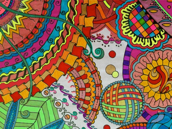 Zentangle Coloring Page Printable Instant by TheTangledCat