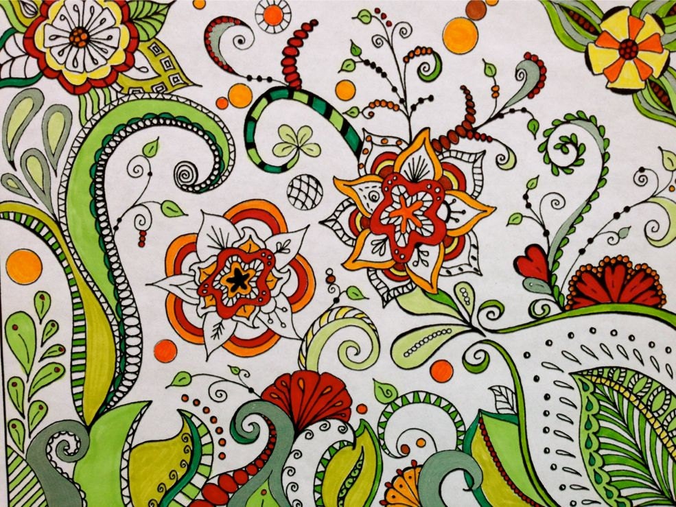 flower coloring page printable zentangle inspired instant