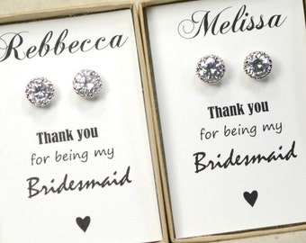 Bridesmaids Earrings,Personalized Bridesmaids Gift,Crystal Stud Earrings, Bridesmaids Studs, Bridesmaids Gifts, Bridal Party Gift