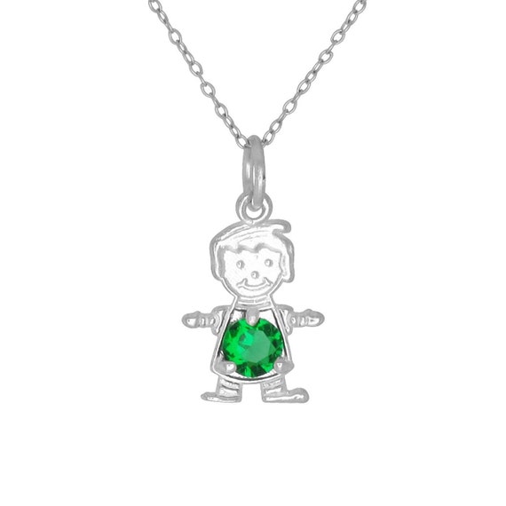 Items similar to Sterling Silver CZ Birthstone Boy Charm Pendant for