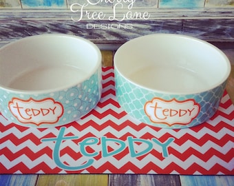 Personalized Gift-Pet Food-Pet Water Bowls-Dog Bowl -Monogram Gift-Pet Feeding-Kitchen Decor-Custom Printed Pet Bowls-Design Your Own