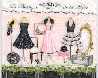 4 Decoupage Napkins | La Boutique de la Mode Paris Fashion Shop | Fashion Napkins | Designer Napkins|Paper Napkins for Decoupage