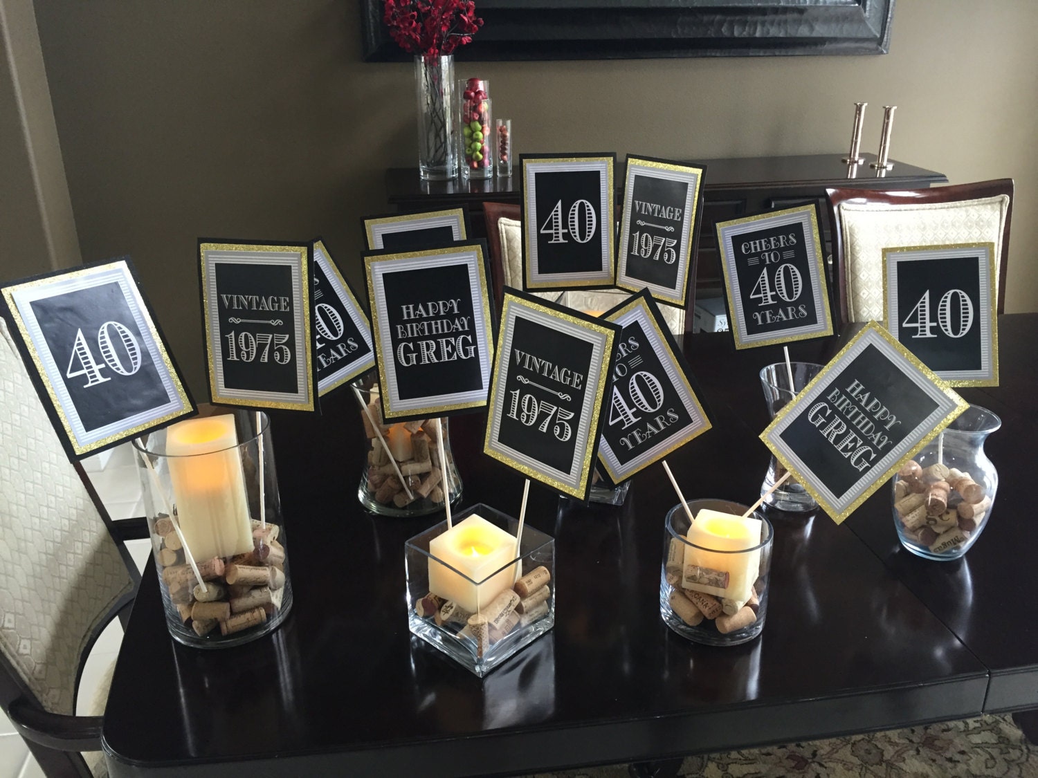 40th Birthday Party Decor Black And Gold By CharmingTouchParties