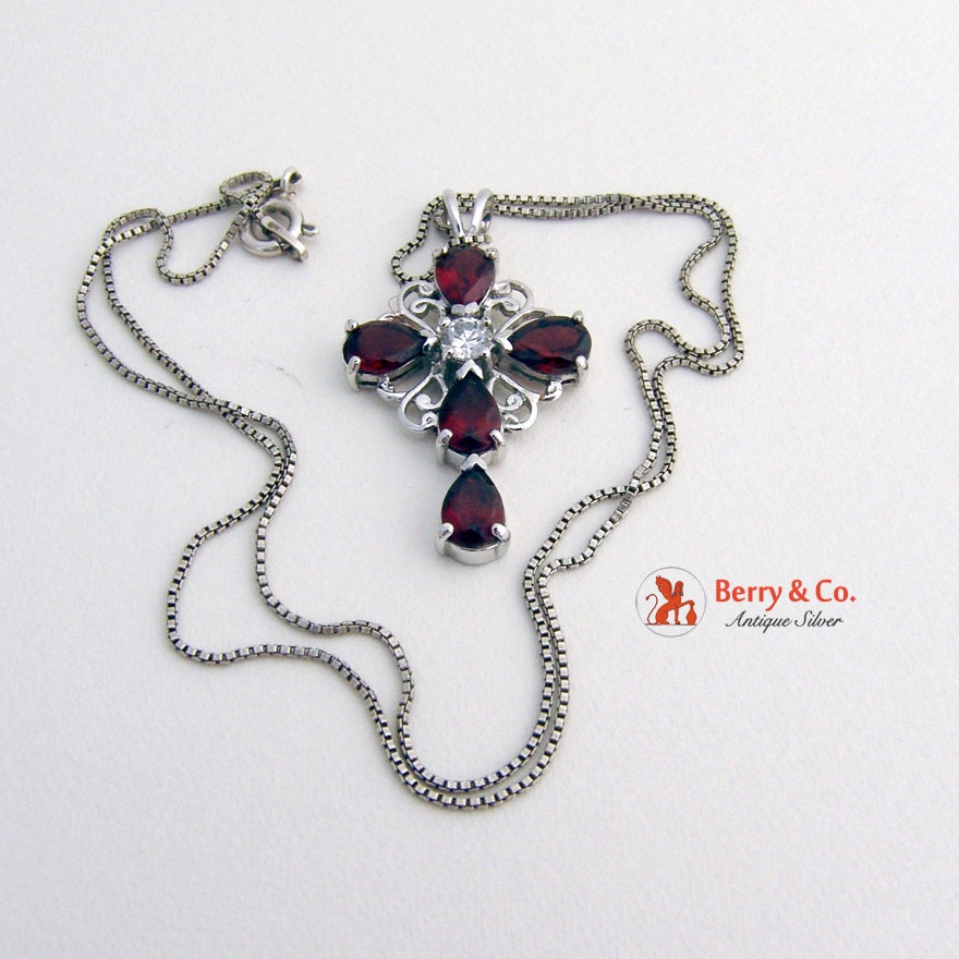 Italian Cross Pendant Necklace Sterling Silver 925 by BerrysGems