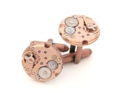 Rose Gold Omega Round Cufflinks Copper Wedding Anniversary Gift for Husband Prestige Gift Omega Watch Cuff Links Copper gifts for Men
