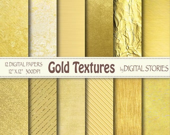 Gold Digital Paper: "GOLD TEXTURES" Golden Foil Shiny Metallic textures, Photography Backdrop, invites, cards, scrapbook