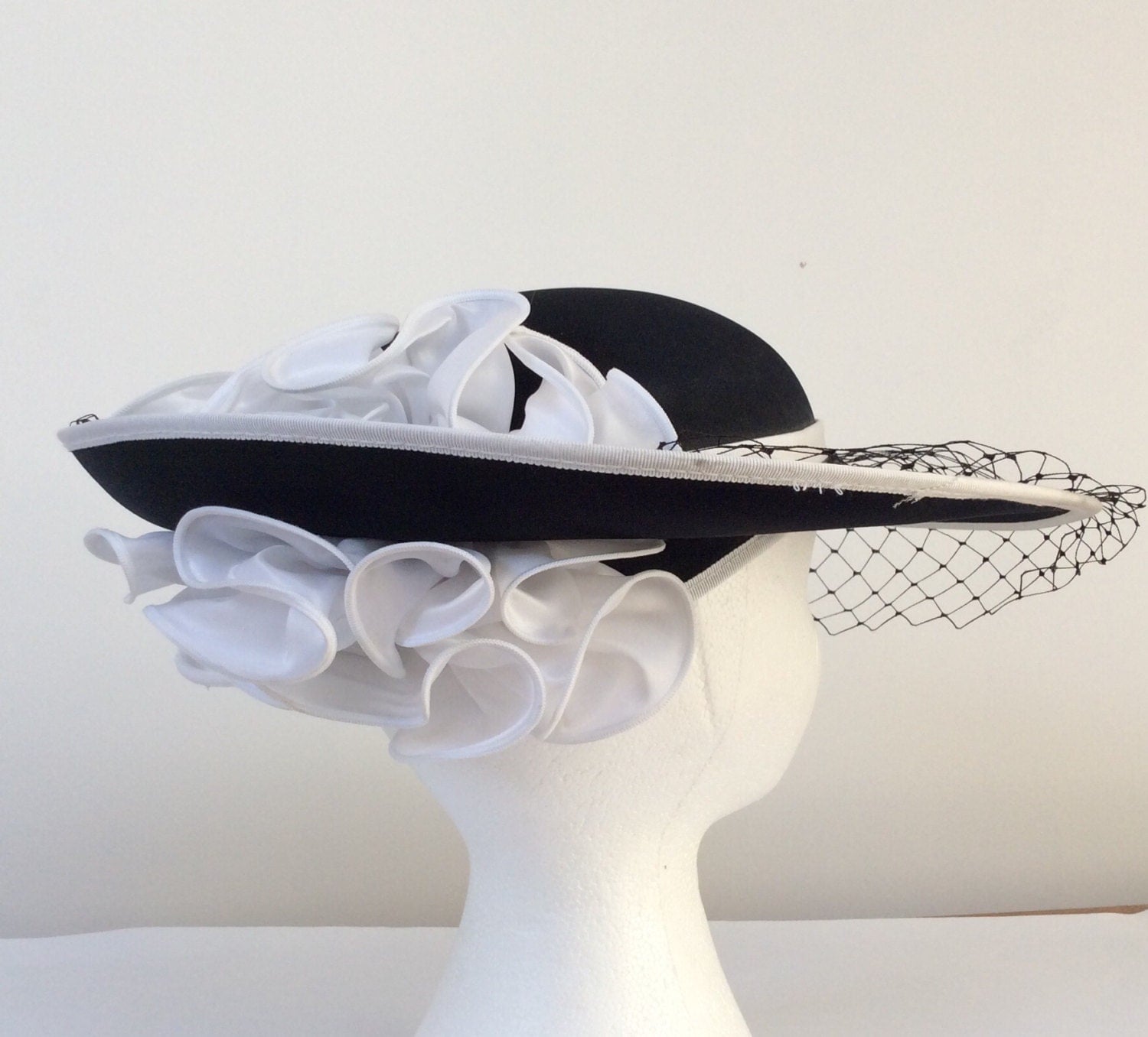 black white wedding hat